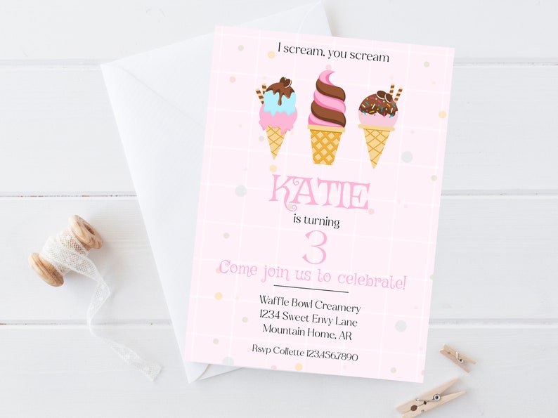 Ice Cream Birthday Party Invitation/ Printable Ice Cream Party ...