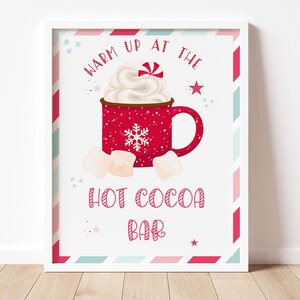 Hot Cocoa Bar Sign Template, Hot Chocolate Bar Sign Template, Kids Cocoa Party Sign, Christmas Party, Holiday Hot Cocoa Party, Editable Text