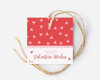 Printable Valentine's Day Gift Tags, Editable Valentine Gift Tag, Kids Classroom Favor Tag, Valentine's Day Party Tag, Cute Valentine Tag
