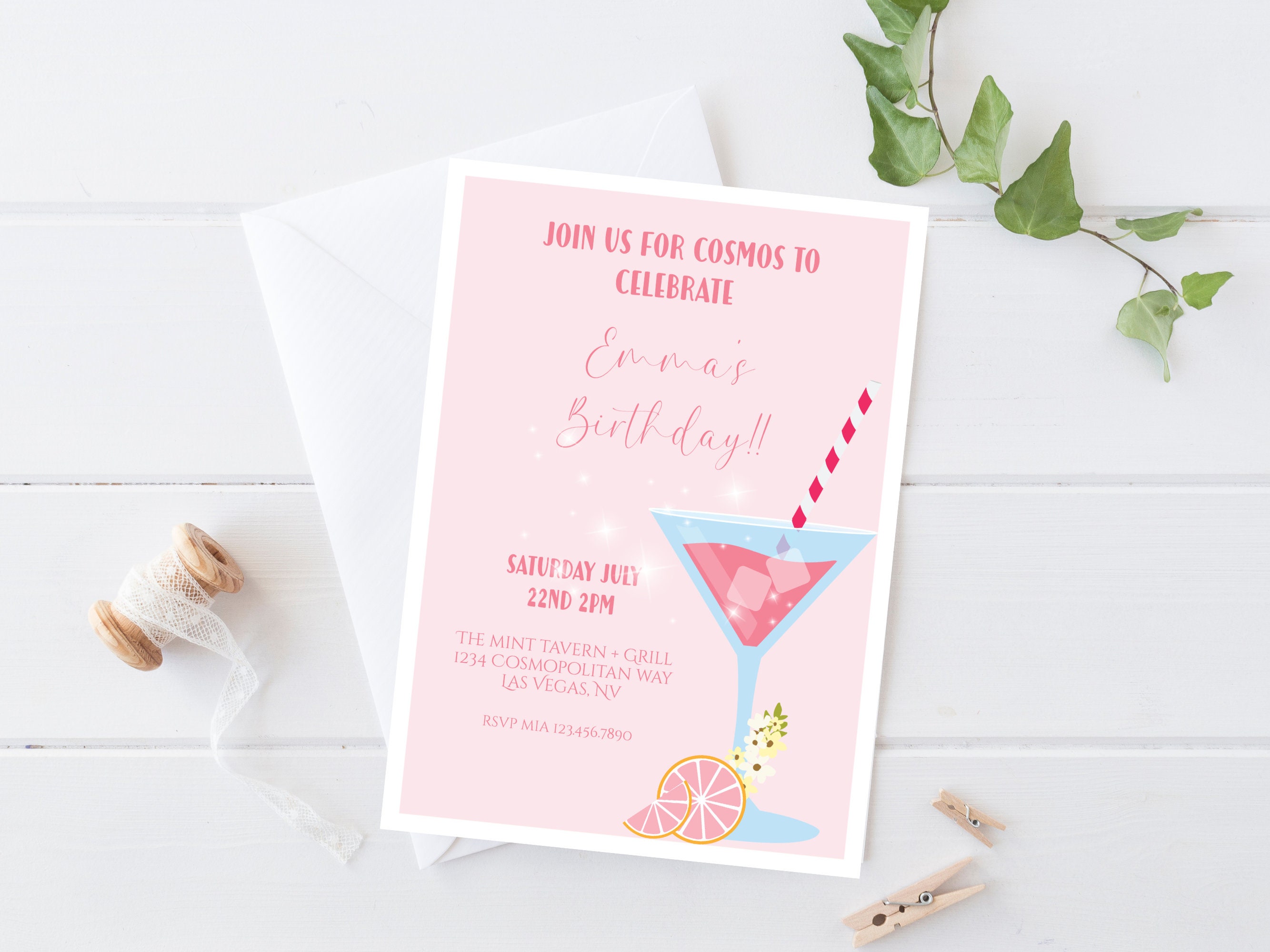 Cocktail Party Birthday Invitation, Bridal Shower Invitation, Printable Cocktail Party ...