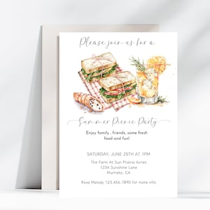 Summer Picnic Party Invitation, Editable Farm To Table Party Invite, Printable Family Picnic Invitation, Farm & Family Picnic Invitation