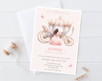 Princess Birthday Invitation, Editable Princess & Carriage Birthday Invite, Printable Fairytale Princess Party, Girl Birthday Party Invite