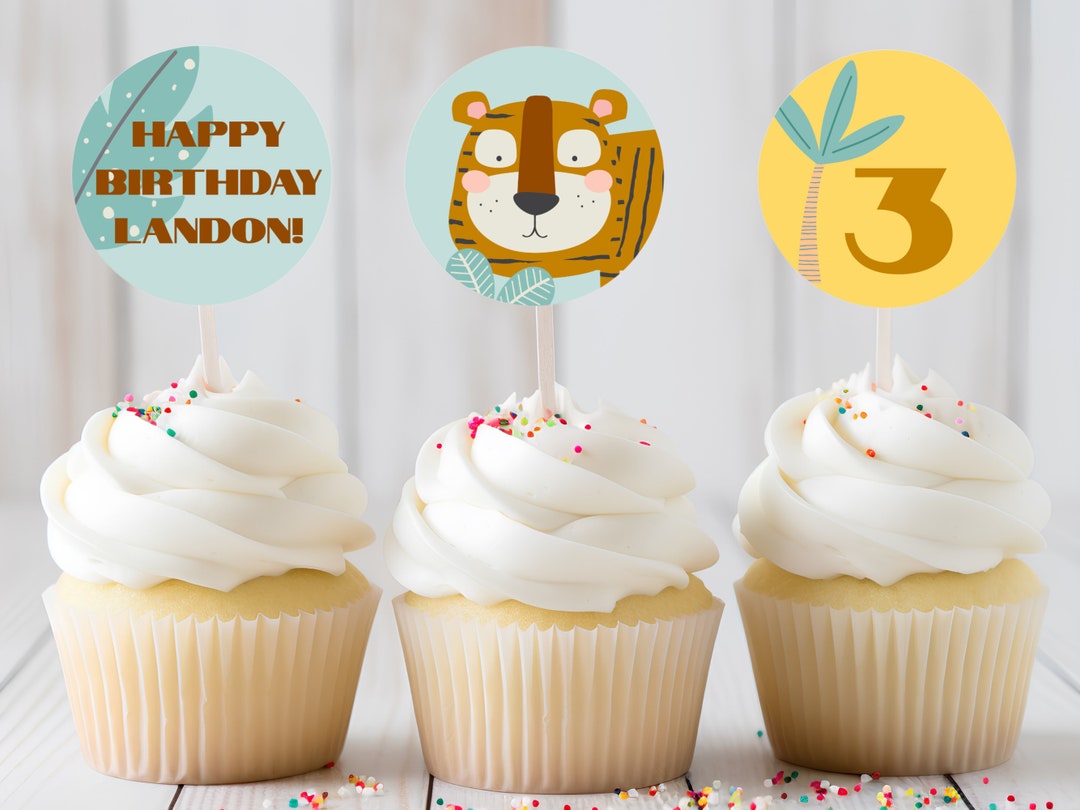 Tiger Birthday Party Cupcake Toppers/printable 2 Inch Round - Etsy