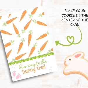 Druckbare Mini-Ostern-Cookie-Karte, süße Keksverpackung, Häschen-Köder-Cookie-Karte, Häschen-Karotten-Cookie-Karte, Osterkorb-Cookie-Leckerli-Karte