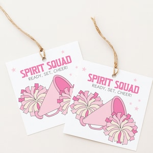 Etiqueta de equipo de porristas, etiqueta de porristas listas, etiqueta de regalo de porristas imprimible, etiqueta de equipo de rendimiento, etiqueta de recuerdo con pompón, etiqueta de buena suerte deportiva