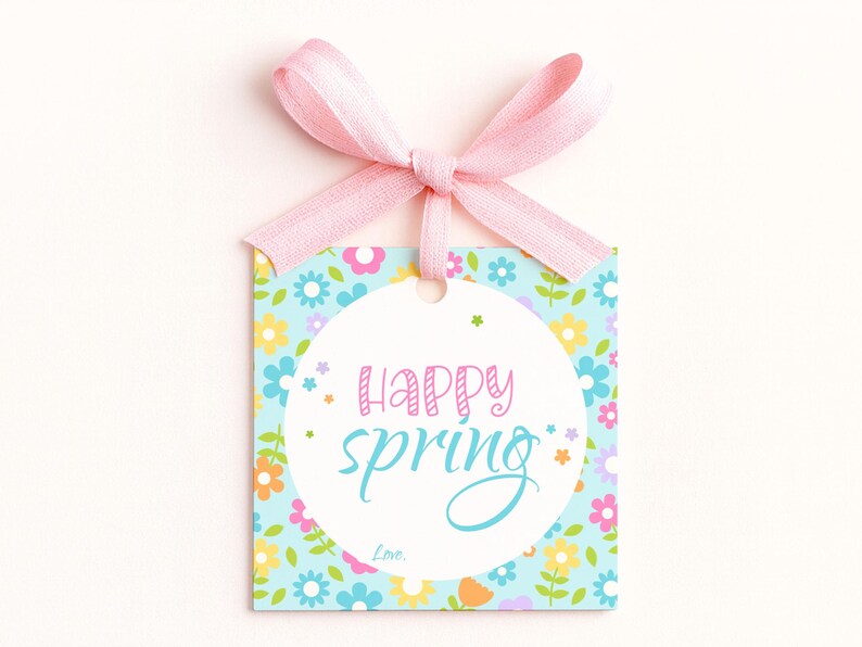 Happy Spring Printable Favor Tag, Spring Gift Tag, Easter Treat Tags ...