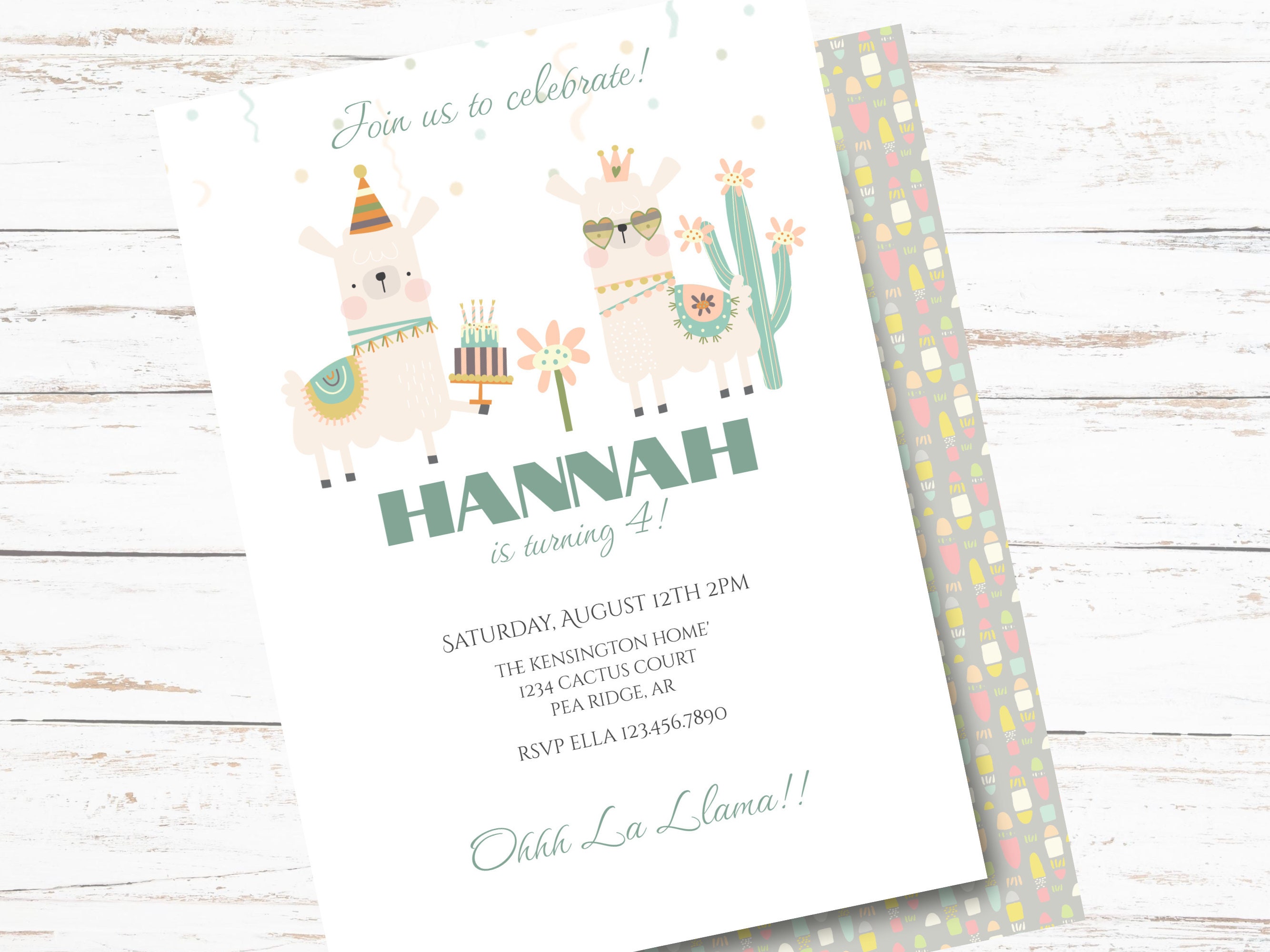 Llama Birthday Party Invitation/ Llama Birthday Invitation/ Alpaca ...