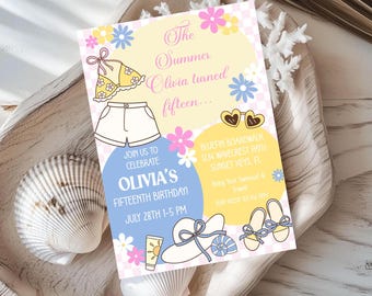 Beach Birthday Invitation: Summer Seashell Theme (Digital Download 5x7in Template)