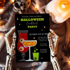 Halloween Cocktail Party Invitation: Spooky Costumes & Boos (Printable Invite, 5x7, Editable Template)