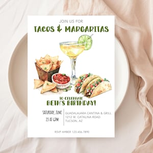 Tacos & Margaritas Birthday Party Invite, Fiesta Birthday Party Digital Invite, Margaritas Birthday Bash, Tacos And Tequila Birthday Fiesta