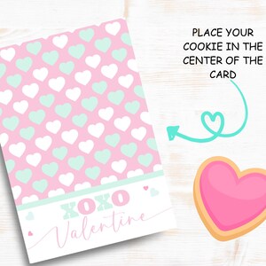 Druckbare Mini-Cookie-Karte, Cookie-Valentinstag, Pastellherzen Mini-Cookie-Karte, niedliche Cookie-Verpackung, rosa Valentine Herzen Cookie-Karte