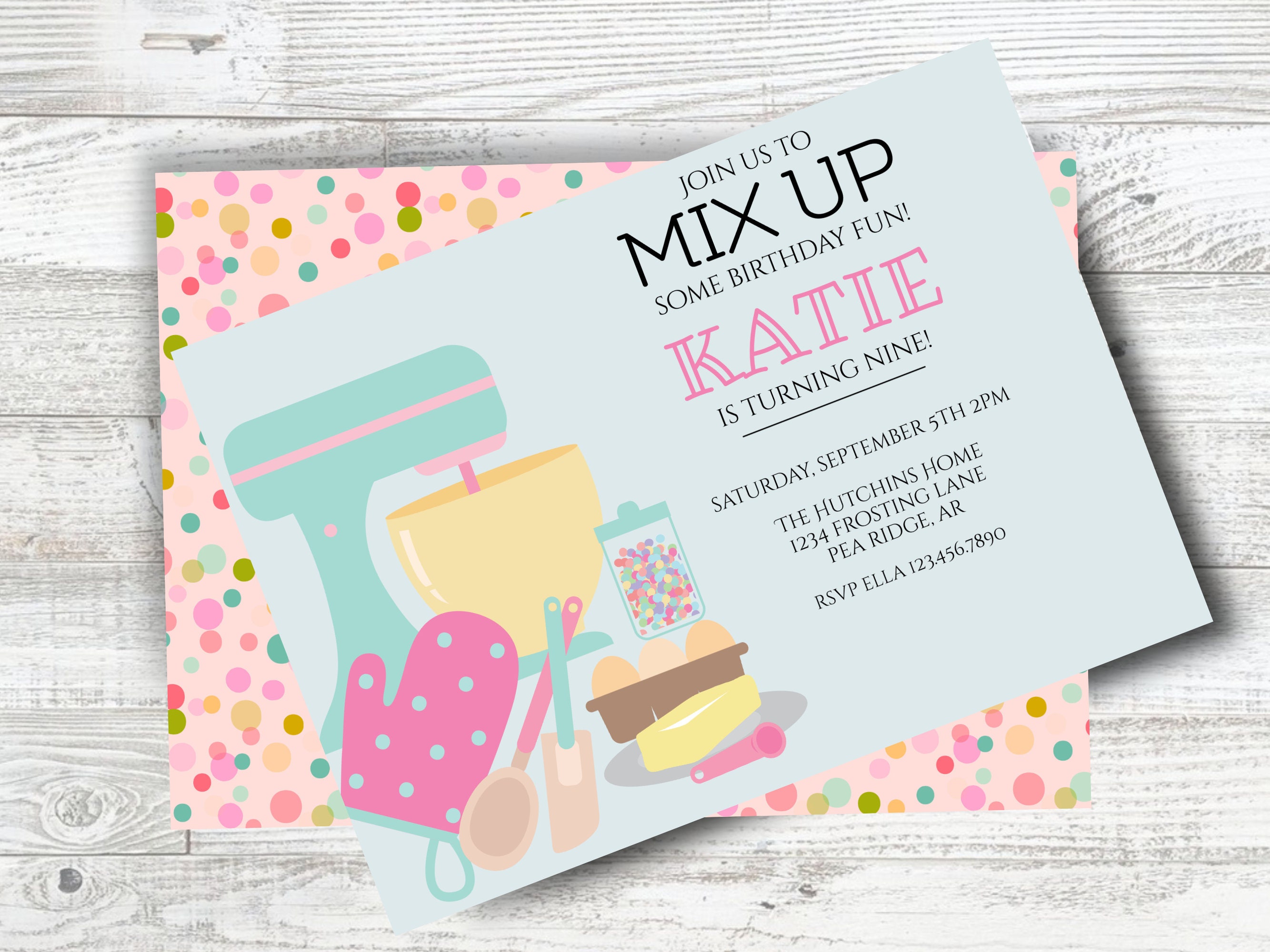 Cute Baking Birthday Party Invitation/ Little Girl Birthday - Etsy