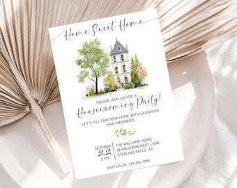Housewarming Invitation: Home Sweet Home, Watercolor Design (Digital Download)