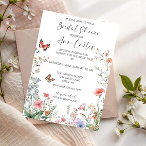 Wildblumen-Brautdusche einladen, Blumen-Brautdusche einladen, Garten-Braut-Brunch, Hochzeit-Dusche-Einladung, Land-Blumen-Brautdusche