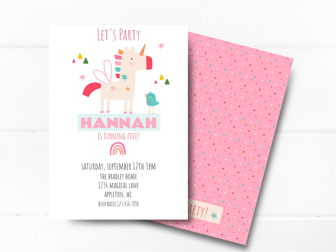 Little Unicorn Editable Birthday Invitation/ Unicorn Birthday Party