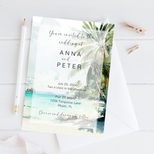 Beach Wedding Invitation Template, Printable Ocean Beach wedding, Editable Wedding Invitation, Coastal Wedding Invitation, Sea Invitation