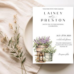 Rustic Country Wedding Invitation, Editable Farm Wedding Invite, Printable Country Outdoor Wedding, Minimal Rustic Wedding, Country Wedding