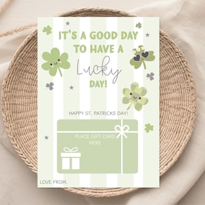 Porte-carte cadeau groovy pour la Saint-Patrick, carte de remerciement modifiable, carte porte-bonheur imprimable, remerciement pour l'enseignant, cadeau de fête pour la Saint-Patrick pour enfants