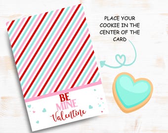 Mini tarjeta de galletas para San Valentín: empaque de galletas imprimible (plantilla editable, descarga digital)