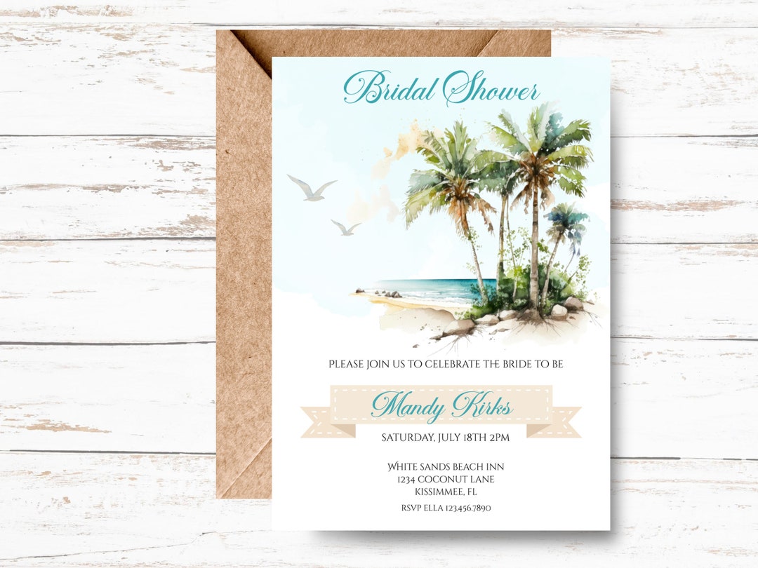 Beach Bridal Shower Invitation/ Bridal Shower Beach Theme Etsy
