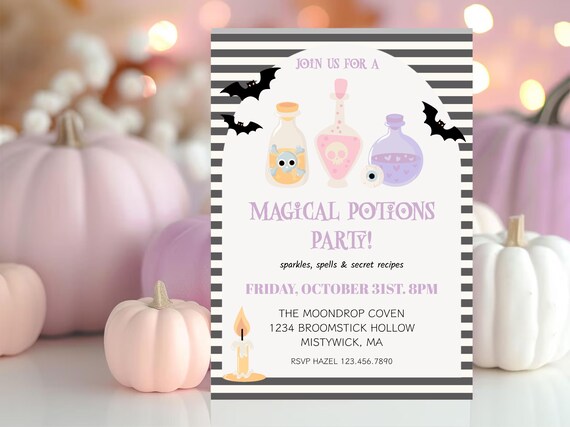 Magical Potions Halloween Party Invite, Fun Kids Halloween Invitation, Costume Party Invite, Spooky Halloween Bash, Cute Potion Bottles