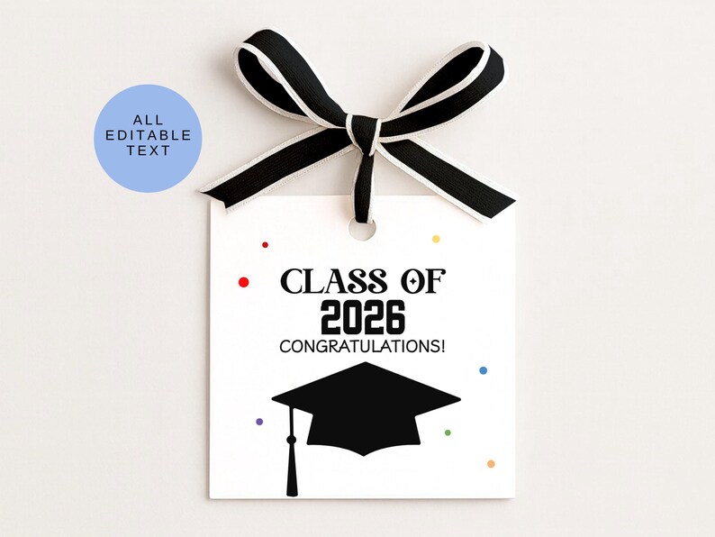 2026 Graduation Gift Tag, Class of 2026 Graduation Party Favor Tag ...