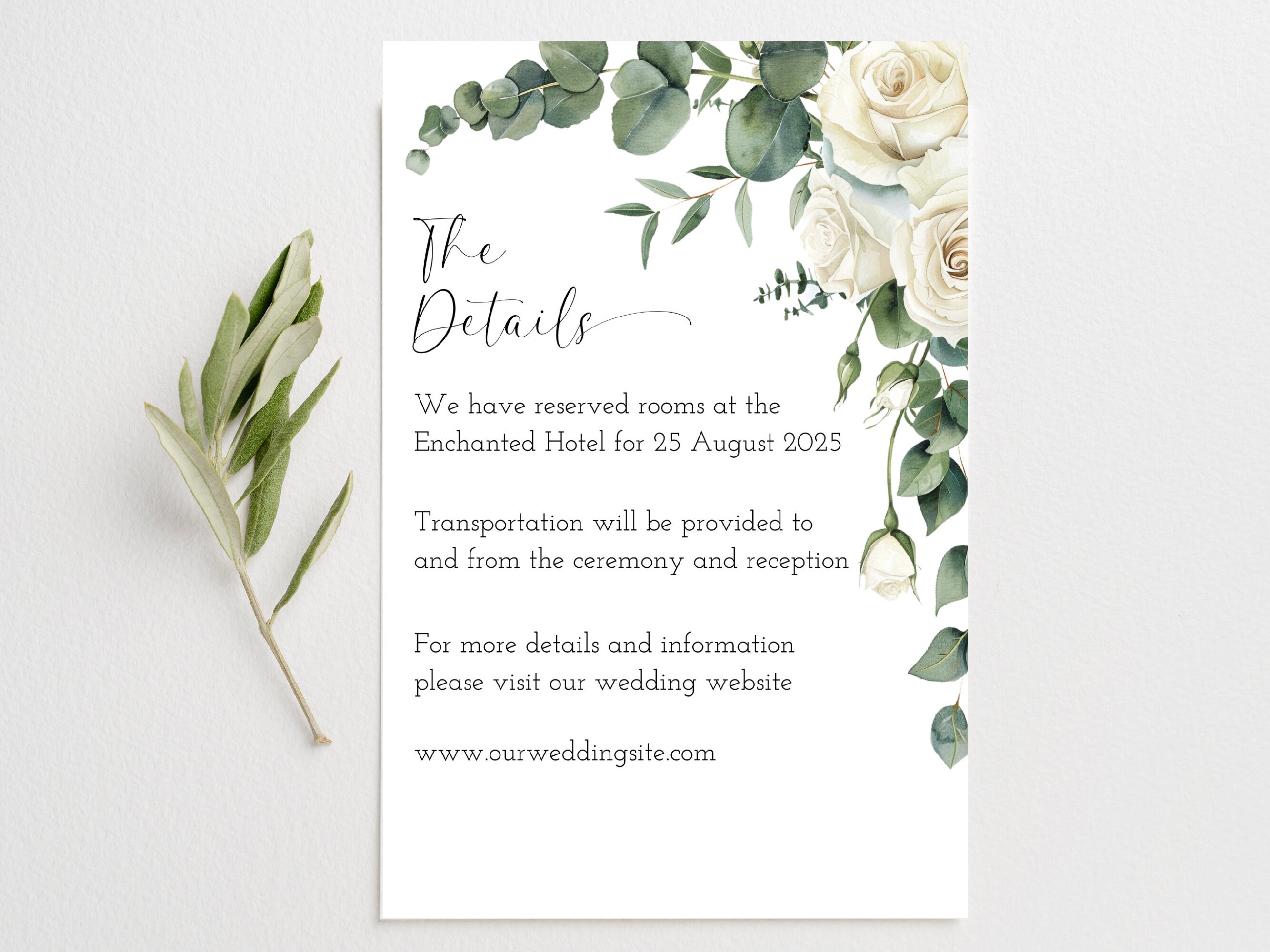 White Roses Wedding Invitation, Elegant Roses Wedding Suite, White Rose ...