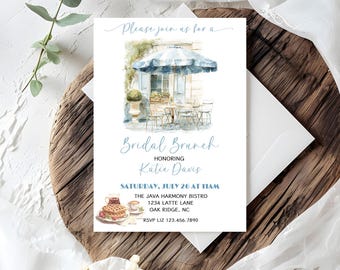 Invitación a un brunch nupcial, brunch para despedida de soltera en una cafetería, invitación para la futura novia, invitación para una despedida de soltera, brunch con la novia, brunch y champán para despedida de soltera