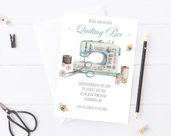 Quilting Bee Sewing invitation Editable Template/ Quilting bee invitation/ Party Invitation/ Editable invitation/ Quilting Theme Invite