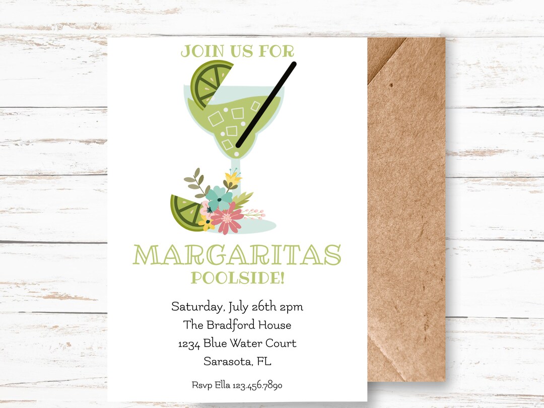 Margaritas by the Pool Invitation/ Cocktails by the Pool - Etsy
