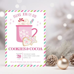 Cookies And Cocoa Invitation, Hot Cocoa Christmas Party Invite, Hot Chocolate Party, Holiday Party Invite, Christmas Birthday Party