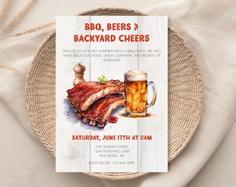 BBQ Party Invitation: Backyard Cookout, Grill & Chill (Digital Download 5x7 Template)