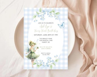 Fairy First Birthday Invitation: Enchanted Garden Party (Digital Download)