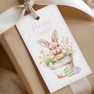 Osterhase Geschenkanhänger, bearbeitbares Ostern Geschenkanhänger, Osterparty Favor Tag, süßer Leckerbissenanhänger, Hase Osterkorb Etikett, Kinder Ostergeschenkanhänger