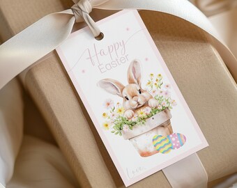 Editable Easter Bunny Gift Tag: Printable Favor Tag (PDF)