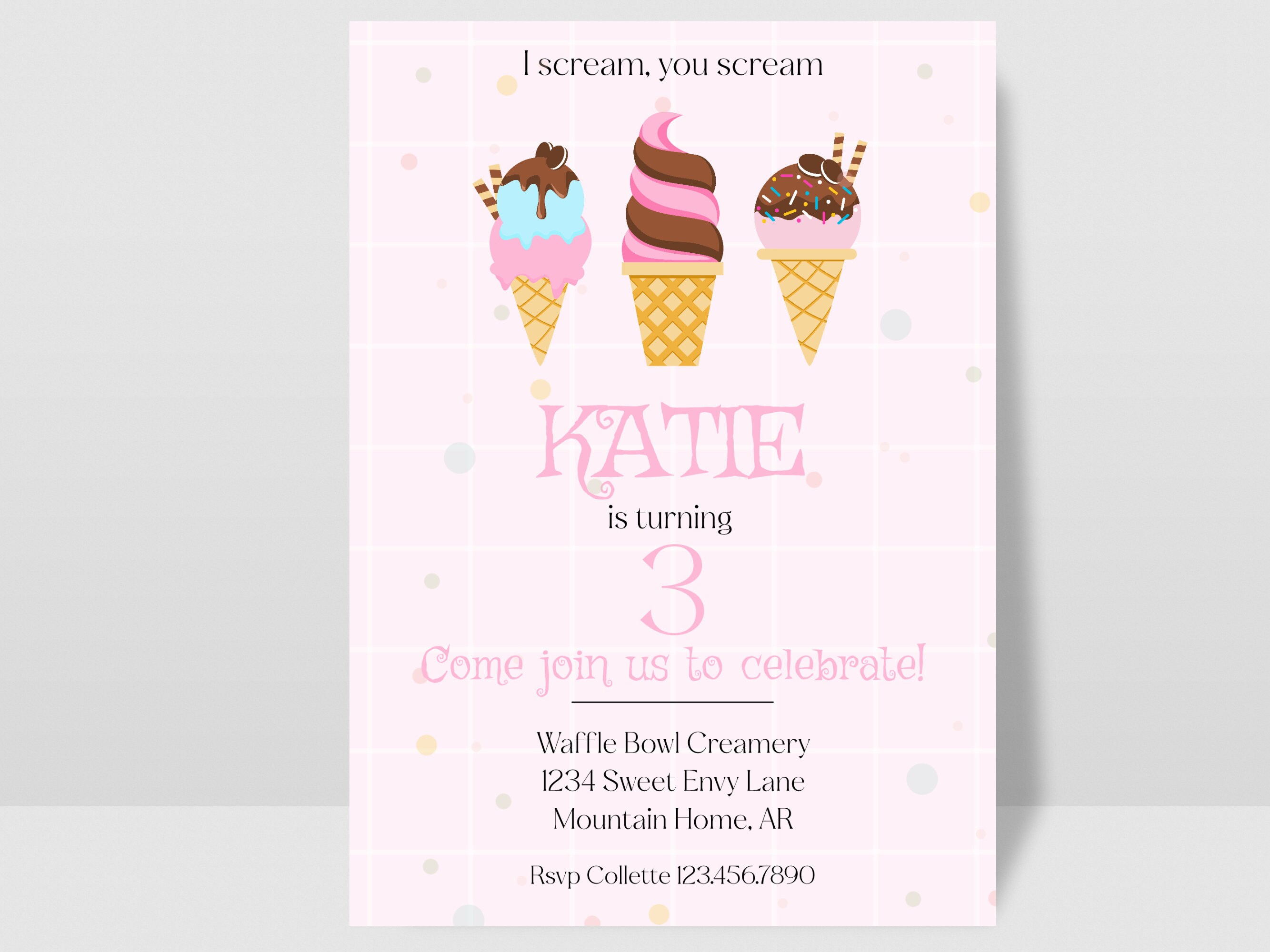 Ice Cream Birthday Party Invitation/ Printable Ice Cream Party ...