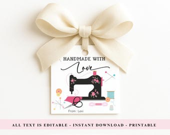 Sewing Gift Tag Template: Handmade with Love (Digital Download)