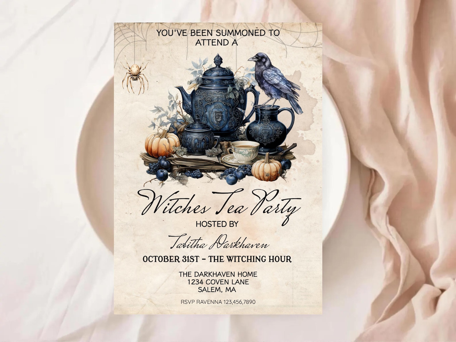 Witches Tea Party Invitation, Goth High-tea Party Invite, Vintage ...