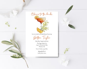 Cocktail Bridal Shower Invitation/ Couples Shower Printable Invite/ Bachelorette Party Invitation/ Cocktail Theme Party Invitation Template