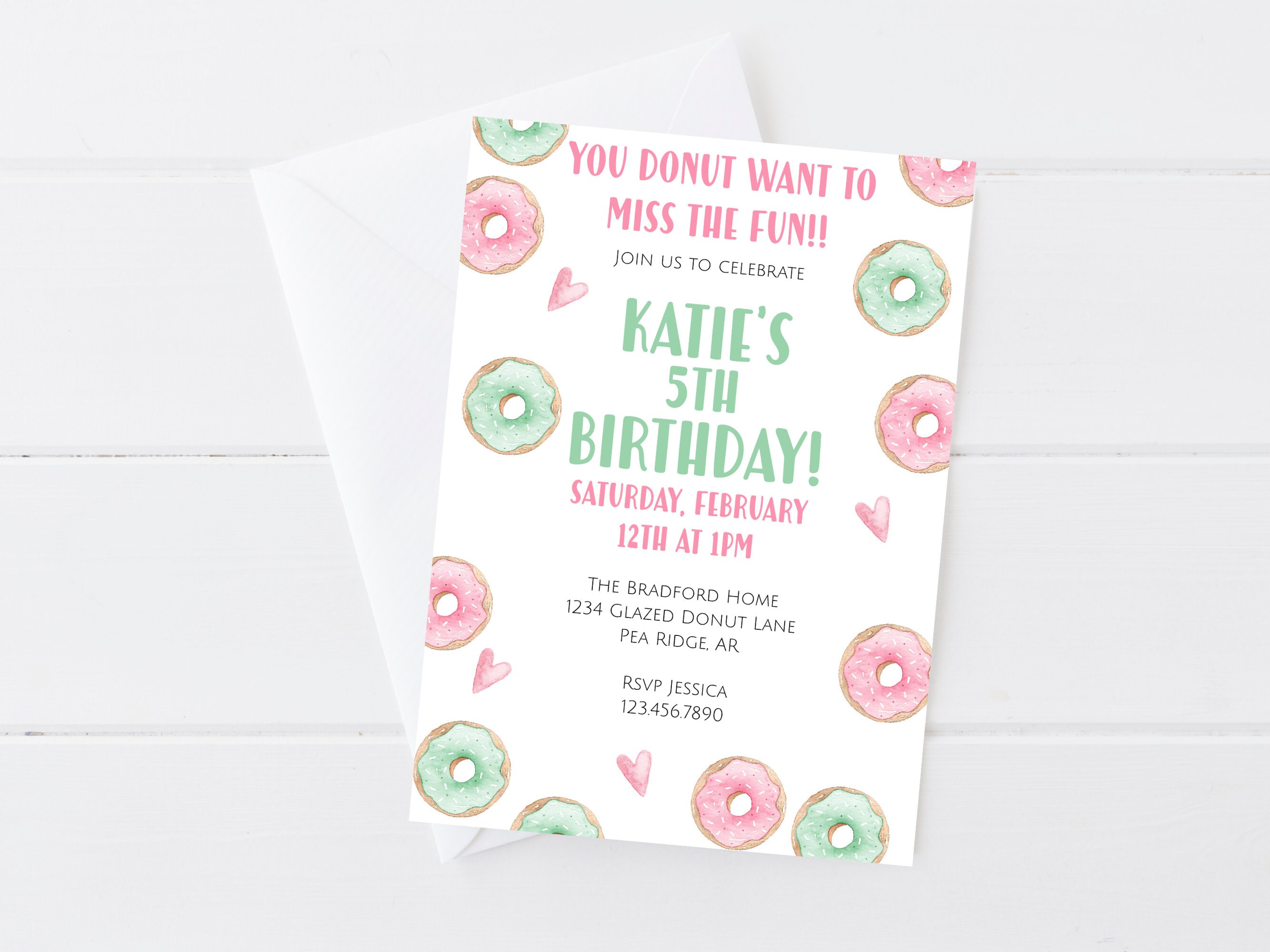 Donut Printable Birthday Invitation, Editable Donut Birthday Party ...