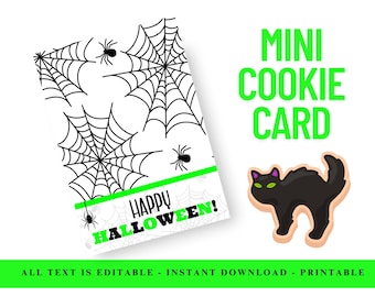 Happy Halloween Spider Mini Cookie Card, Spooky Spiderweb Cookie Tag Printable, Sweet Treat Cookie Tag, 3.5x5 Cookie Tag, Trick Or Treat Tag
