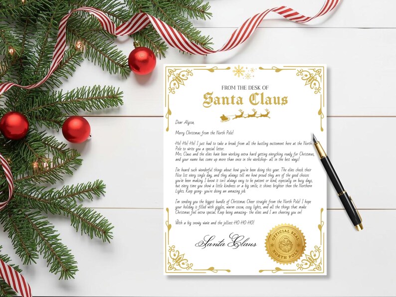Editable Santa Letter Template, Christmas Personalized Santa Claus ...