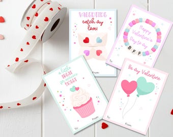 Editable Kids Valentine Cards, Classroom Valentine Cards, Class Valentine's Day Party, School Exchange Cards, Valentine's Day Treat Tags