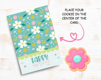 Plantilla de tarjeta de galletas de primavera: Delicias florales de Pascua (descarga digital)