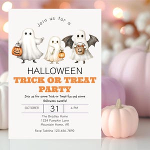 Trick or Treat Halloween Party Invitation: Kids Costume Party (Editable Template, 5x7 Size)