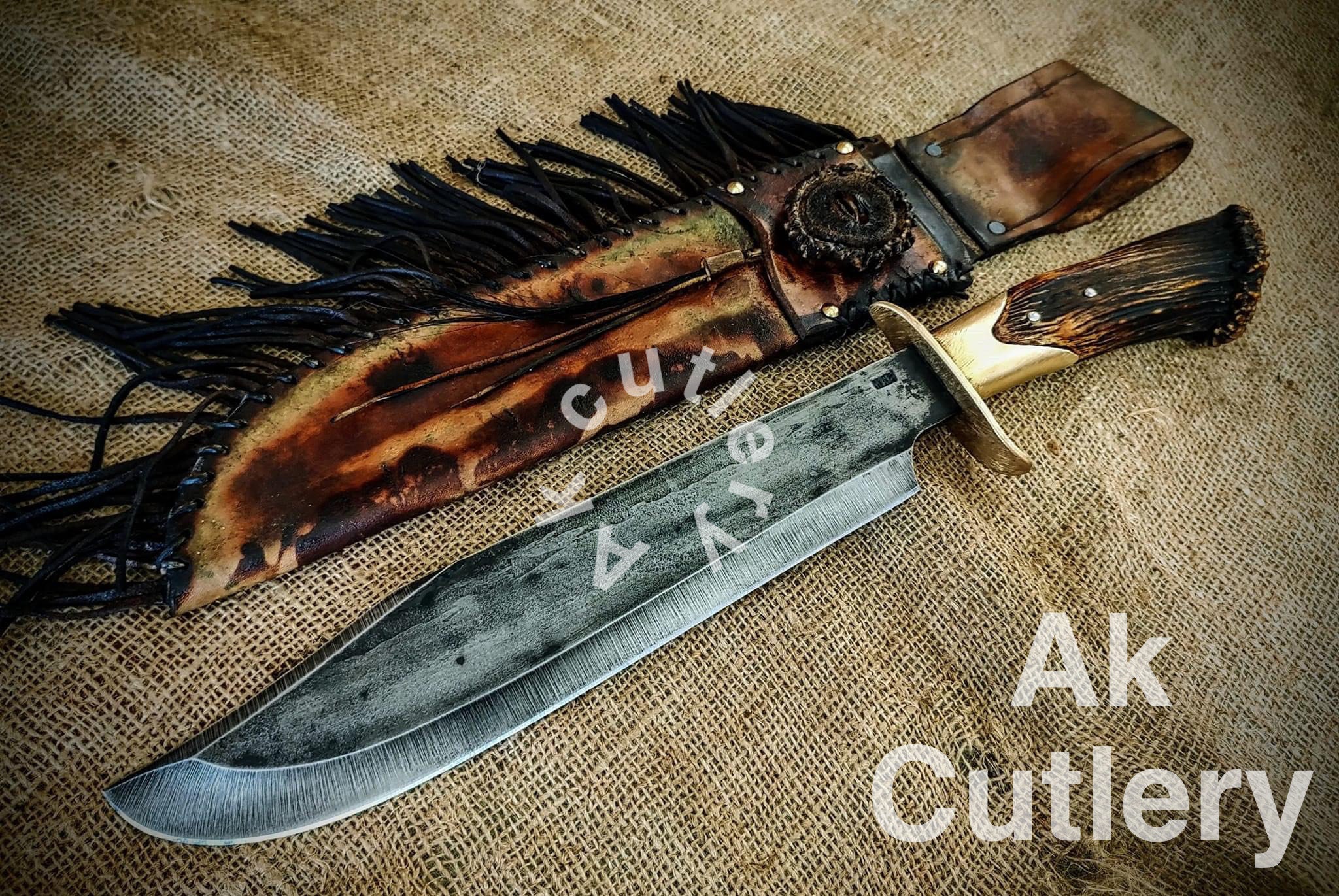 Custom Knife carbon Steel Hunting Knife, Carbon Steel Bowie Knife