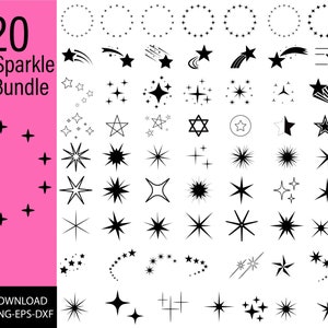 Sparkle, Stars Sparkle Svg Cut Files for Cricut, Clip Art, Jpg/Png/EPS/PDF/AI/Dxf