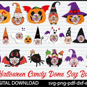 Halloween Candy Dome SVG Bundle, Halloween Candy Holder SVG, Candy Ornaments SVG, Schokoladenhalter SVG, Partygeschenk, Trick or Treat Geschenke