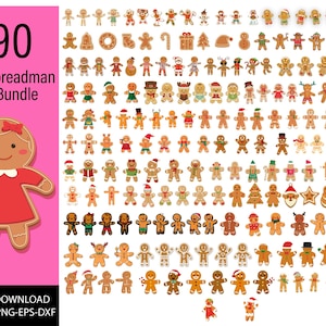 Gingerbread Man SVG Bundle Christmas cut file Cute Holiday Cookies Winter Home Christmas Ornament Baby Boy Girl Kid shirt Silhouette Cricut