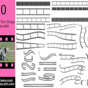 30 Bandes de film négatives, modèle de bande de film, cadre de photo de bande de film, cricut, clipart, modèle d’image SVG PNG DXF